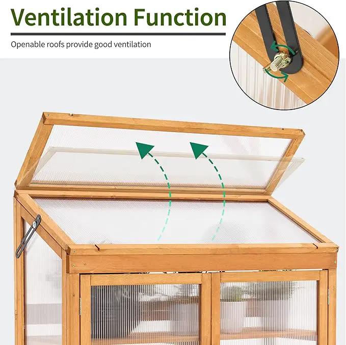MCombo 2-Tier Wooden Cold Frame Garden Greenhouse Raised Flower Planter Shelf Bed Protection 6057-0160 (Orange) by GreenHaven Gardens