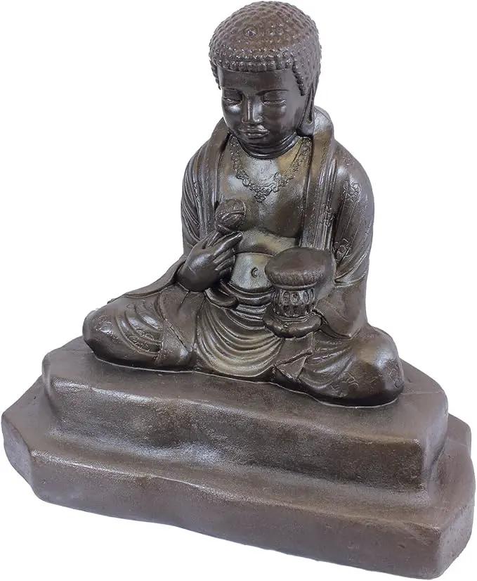 Emsco Group 92220 Lightweight Meditating Buddha Garden Statue, 24", Bronze by GreenHaven Gardens