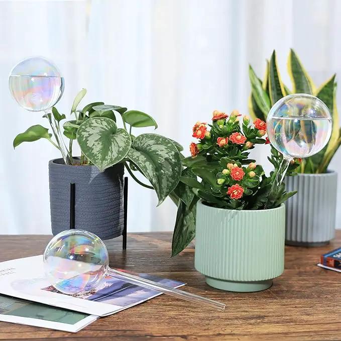 13 oz Up to 2 Weeks Extra Large Plant Self Watering Globes, Light Iridescent Glass Water Bulb Indoor Outdoor, Plant Waterer Self-Watering Stakes,Vacation Plant Thing for Plant Parents, 4 Pack by GreenHaven Gardens