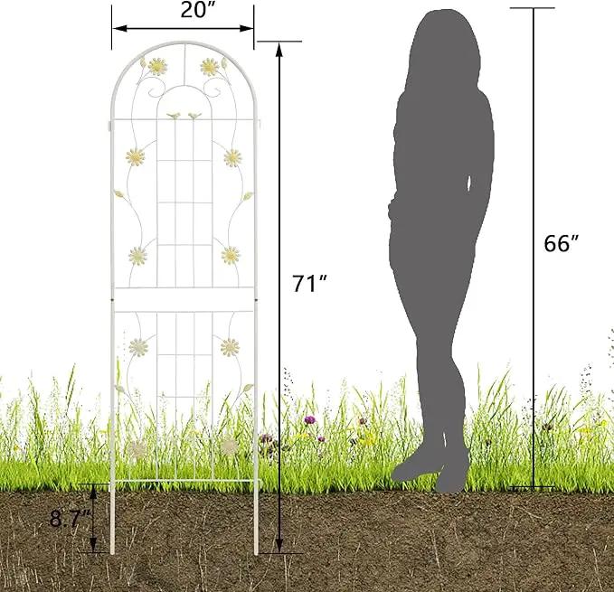 LZRS 2 Pack 71x20in Rustic Iron Arch Decoration Garden Trellis with Black Metal Coating – Perfect for Supporting Climbing Plants Outdoor, Roses, Vines, Flowers, and Vegetables. by GreenHaven Gardens