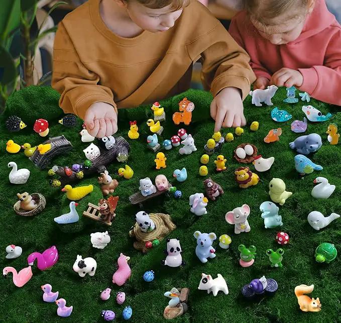 Mini Resin Animals Figures Set 100 Pieces for Miniature Garden Decor - Slime Charm for Craft - Tiny Resin Animal by GreenHaven Gardens