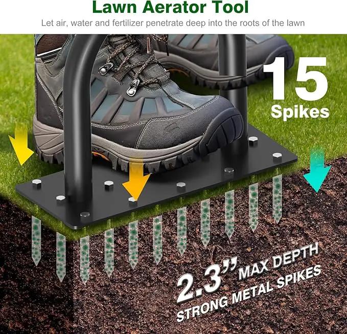 Lawn Aerator Tool - Grass & Soil Aerator for Lawn & Yard Care, Durable Manual Lawn Aerator for Healthy Grass, Compact Soil & Easy-to-Use Spike Plug Aerator by GreenHaven Gardens