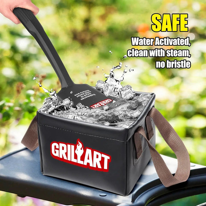 GRILLART SteamWizards Grill Brush Bristle Free, Safe BBQ Grill Brush for Outdoor Grill, Flat Top Grill Cleaner with Replaceable Head, Suitable for All Grates, Griddle Accessories, Dishwasher Safe by GreenHaven Gardens