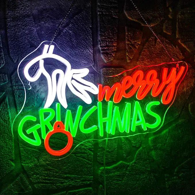 WLHOPE Merry Christmas Neon Sign, Green Red Christmas Neon Signs for Wall Decor, Merry Christmas Led Signs for Christmas Party Backdrop Bedroom Window Bar Club Shop, Christmas Gift Decoration by GreenHaven Gardens