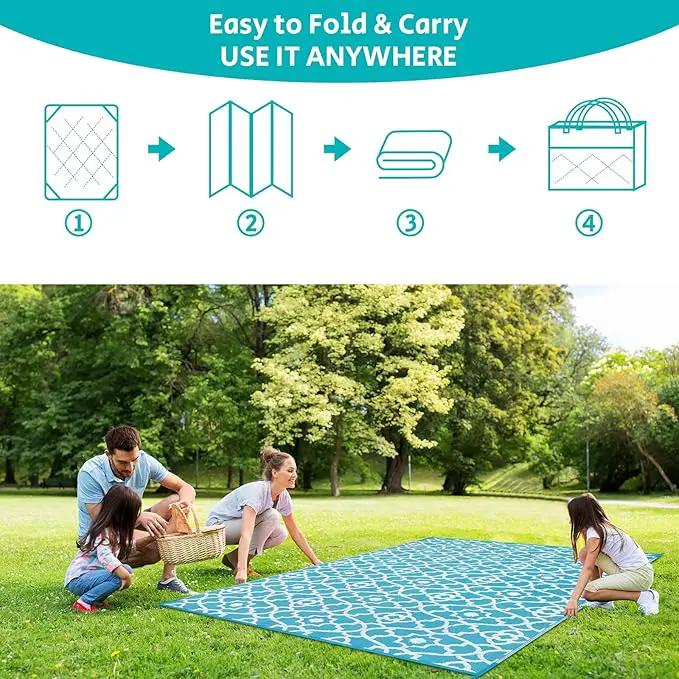 HEBE Outdoor Rug Waterproof 9x12, Plastic Straw Rug Camping Rug, Reversible Outdoor Patio Rugs RV Mat Clearance, Indoor Outside Floor Carpet for Porch,Deck,Camper,Balcony,Backyard by GreenHaven Gardens