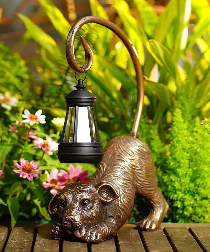 Solar Dog Garden Statue for Outdoor: Outside Sculptures Decor for Art Patio Balcony Yard Lawn – Unique Birthday Gift for Women Mom Grandma by GreenHaven Gardens