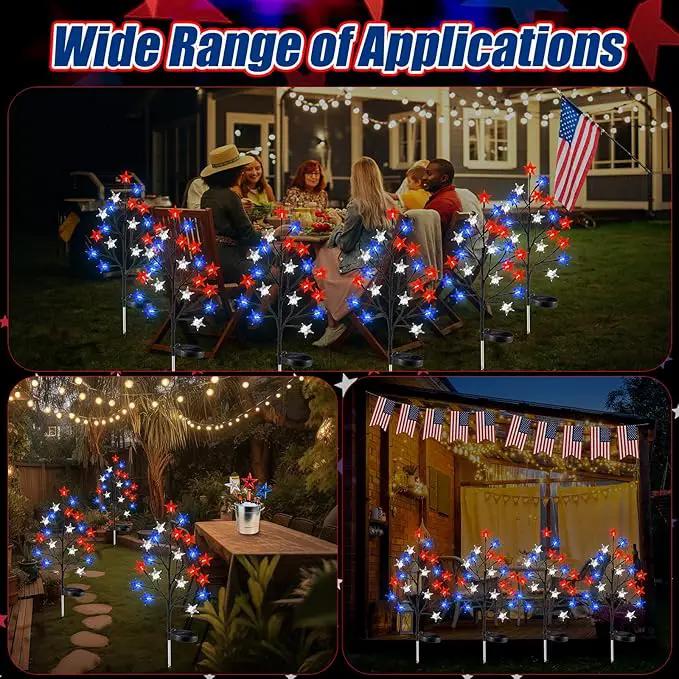 6 Pcs Solar 4th of July Decorations Outdoor Lights 8 Modes Star Stake Lights Waterproof Solar Patriotic Decorations Lights for July 4th Memorial Day Garden Yard Pathway by GreenHaven Gardens