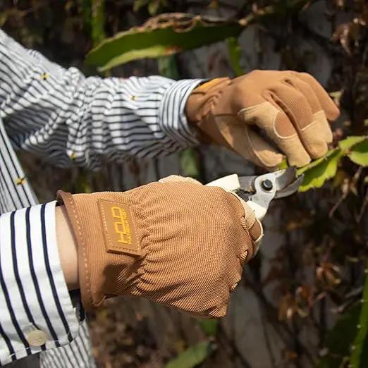 HLDD HANDLANDY 2 Pairs Leather Gardening Gloves for Men, Utility Work Gloves for Gardening, Yardwork, Construction, Mechanics, Great Garden Gifts for Men Women by GreenHaven Gardens
