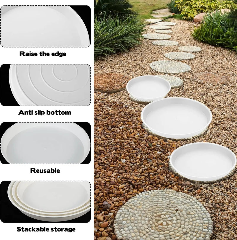 2 Size Round Stepping Stone Molds, 6 Pcs 10''/ 11.2'' Reusable Concrete Mold for Garden Stepping Stones Large Tray for Concrete and Stained Glass for Garden Walk Way White by GreenHaven Gardens