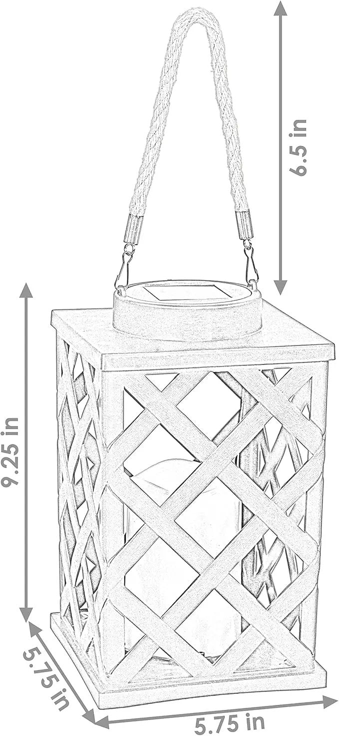 Sunnydaze Modern Crosshatch 9-Inch Solar LED Decorative Candle Lantern - Tabletop/Hanging Light - Set of 2 - Black by GreenHaven Gardens