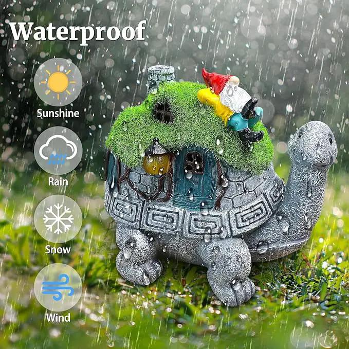Turtle Solar Light Outdoor Garden Solar Turtle House Light Cute Turtle Garden Statue for Outdoor, Lawn Turtle with Gnome Statues Solar Light, Unique Gifts for Kindred Friend Yard Patio Decor by GreenHaven Gardens