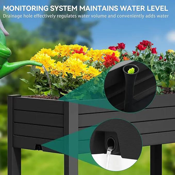 YITAHOME 43.3x17.7x34 in Elevated Garden Bed, Outdoor Plastic Planter Box with Wheels, Legs, Drain Plug, and Storage Shelf for Plants, Vegetables, Flowers, Herbs, Black by GreenHaven Gardens