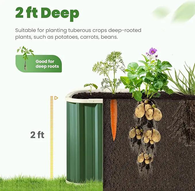KING BIRD Raised Garden Bed Quick-Install Galvanized Planter Garden Box Outdoor for Gardening, Vegetables, Flowers 7.2x1.7x2 Ft, Green by GreenHaven Gardens