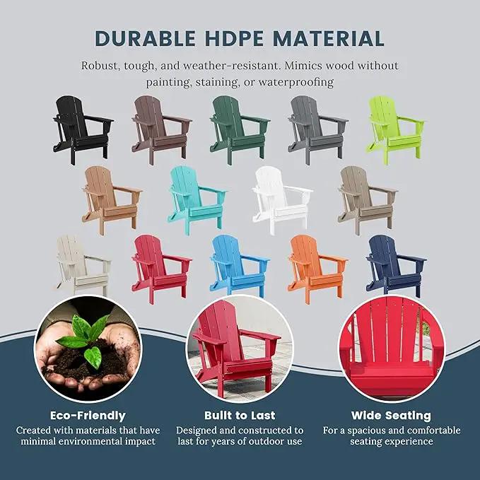 Westin Outdoors Laguna WO Home Furniture Adirondack Chair 4 PC Set Classic Outdoor Patio Folding Chair for Bon Fire Pit Lawn Backyard Beach Plastic Weather-Resistant (Red) by GreenHaven Gardens
