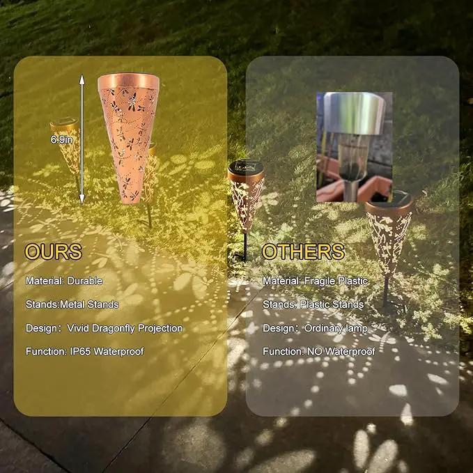 DIBIEECN 6 Pack Dragonfly Solar Pathway Lights Outdoor,Metal Garden Decorations Outdoor Lights with Patterns and Warm Light,Waterproof Landscape Lighting for Path Patio Backyard Walkway Yard by GreenHaven Gardens