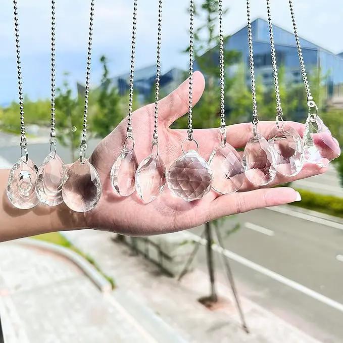 kanpura Pack of 10 Clear Crystal Suncatcher Chandelier Lamp Lighting Drops Pendants,Hanging Glass Ball Prisms Window Home Decor by GreenHaven Gardens