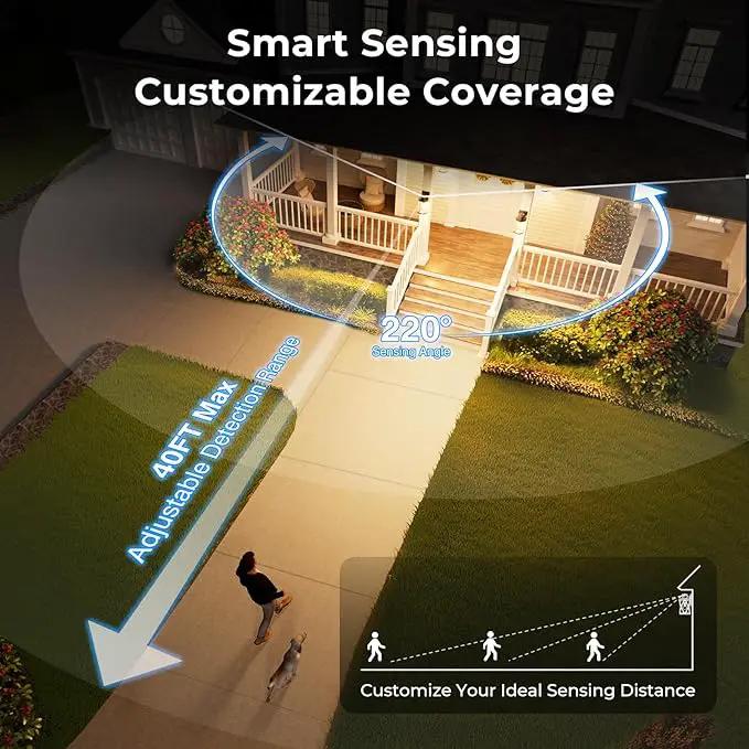 VIANIS Large Advanced Motion Sensor Outdoor Lights, Black Easy-to-Install Dusk to Dawn Outdoor Wall Lights, Aluminum Waterproof Porch Light with Water Glass for Porch, Garden, Front Door by GreenHaven Gardens