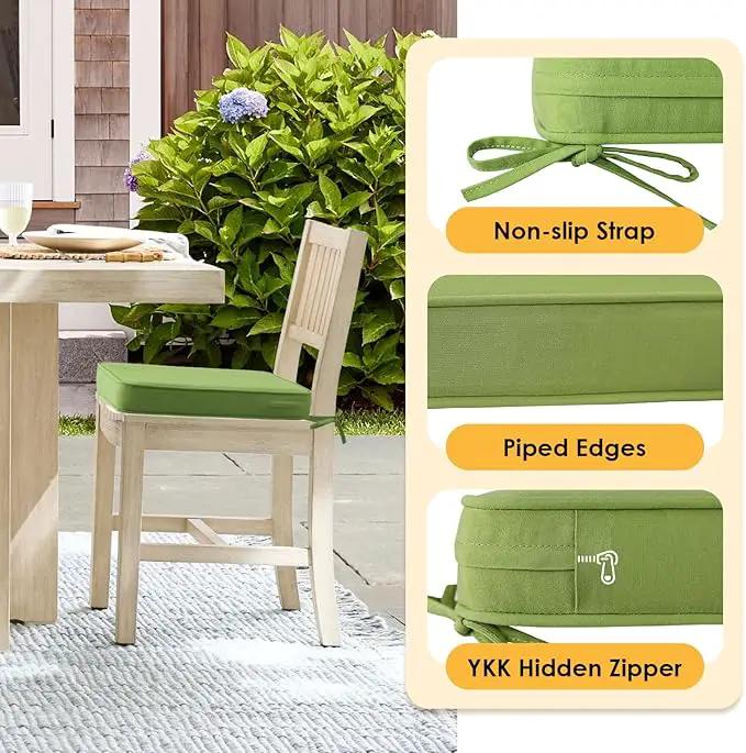 Outdoor Sunbrella Square Corner Seat Cushion, 18.5"x16"x3", Set of 4, Non Slip Seat Cushion Pads with Removable Cover for Patio Furniture, Garden Yard Lawn, Canvas Ginkgo by GreenHaven Gardens