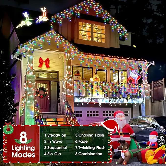 Hezbjiti 2Pack Total 800LED Icicle Lights 32.8FT Christmas Lights String Lights Outdoor Decoration 8 Modes 75 Drops Fairy Lights for Eaves Party Yard Garden Xmas Decor by GreenHaven Gardens