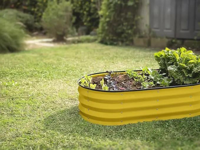 Galvanized Raised Garden Beds Outdoor // 4×2×1 ft (2-Pack) Planter Raised Beds for Gardening, Vegetables, Flowers (Yellow) // Large Metal Garden Box by GreenHaven Gardens