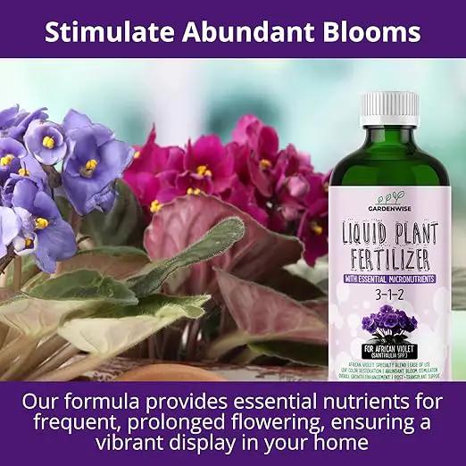 3-1-2 African Violet Fertilizer for Indoor Plants: Liquid Fertilizer with Essential Micronutrients Drops - Plant Food for African Violets (8 oz) by GreenHaven Gardens