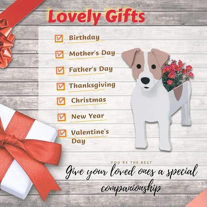 Jack Russell Dog Planter Plant Pots,Cute Garden Dog Flower Planter,Dog Planters Birthday Gifts for Women,Office,Indoor/Outdoor Decor（9.45 * 6.97 * 12.2in） by GreenHaven Gardens
