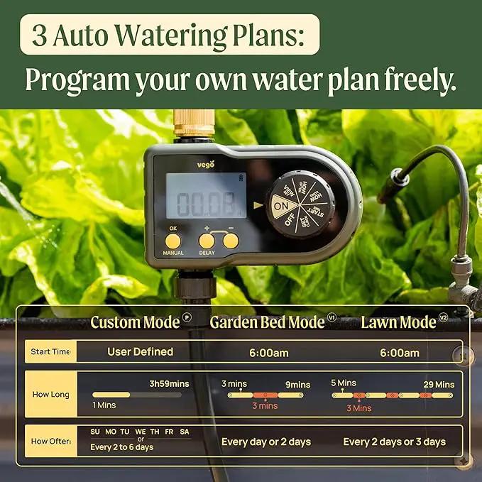 Vego Sprinkler Timer with Brass Inlet- Watering Timer for Garden Hose with Rain Delay/Manual Watering/Automatic Irrigation System - Water Hose Timer for Yard Lawn by GreenHaven Gardens