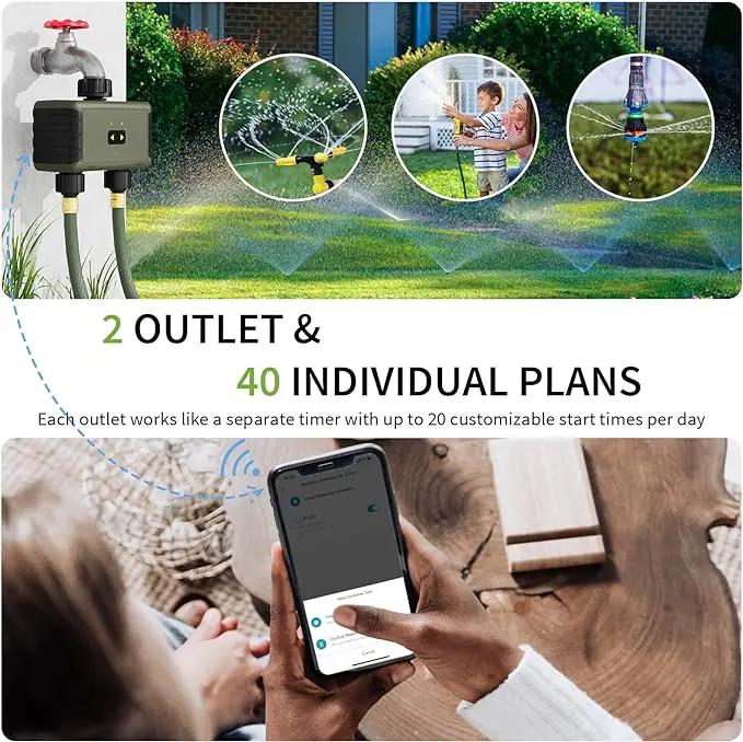 WiFi Sprinkler Timer 2 Zone, Diivoo Smart Water Timer for Garden Hose, Wireless Remote Control Irrigation System with Wi-Fi Hub, Rain Delay and Manual Watering, Leakproof for Yard Lawn Watering by GreenHaven Gardens