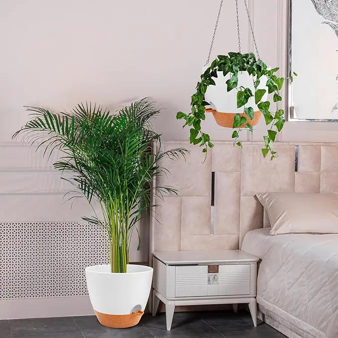 GARDIFE Large Hanging Planter, 12 inch Hanging planters for Indoor. Outdoor Plants, Self Watering Plant Pot, Plant Hanger, White by GreenHaven Gardens