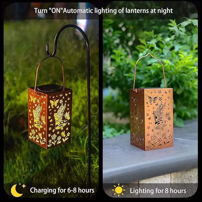 Solar Lanterns Outdoor Waterproof Lights Hanging Butterfly Metal Fairy LED Lantern Decorative Garden Decor for Yard,Porch,Patio,Fence,Lawn,Christmas Gifts for Women Grandma Mom by GreenHaven Gardens