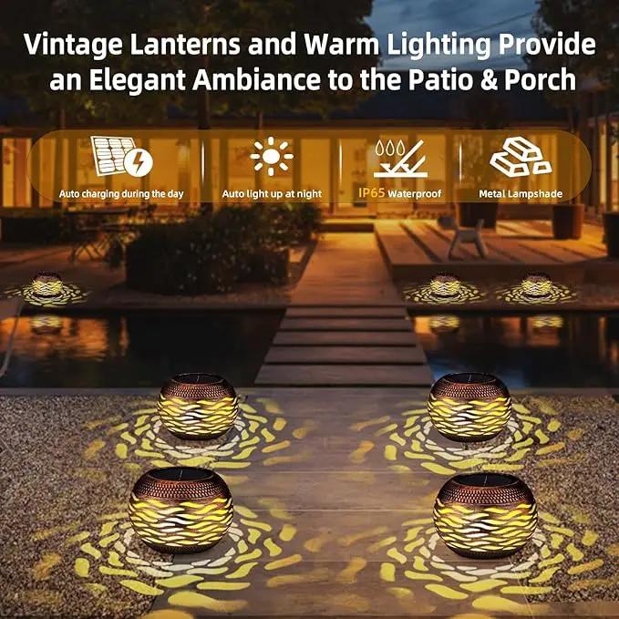 Waterproof Solar Lanterns Outdoor 2-Pack - Retro Metal Hollow-Out Garden Lights, Outdoor Yard Garden Porch Patio Lawn Inside Tabletop Decorations Unique Gardening Gifts for Women, Mom, Mother's Day by GreenHaven Gardens