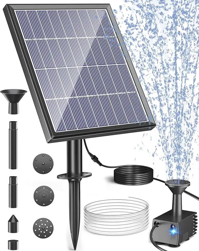 Biling Solar Fountain for Bird Bath with Water Pump Kit, 4.5 W 48 GPH Solar Water Pump with 4ft Tubing for Hummingbird Bath, Small Pond and Fish Tank by GreenHaven Gardens