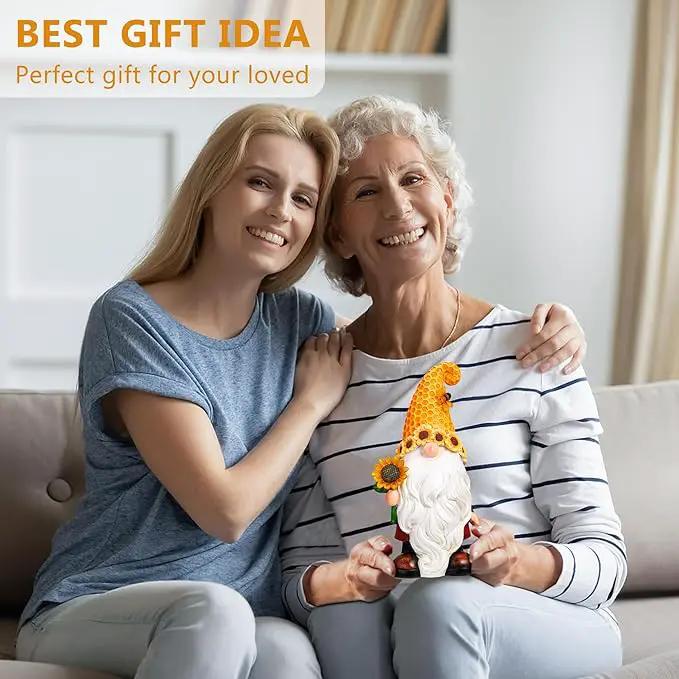 Garden Gnomes Outdoor - Sunflower Gnome Statue with Solar LED Lights for Yard, Patio, Lawn Ornaments - Best Garden Gifts for Mothers Day, Housewarming, Festival by GreenHaven Gardens