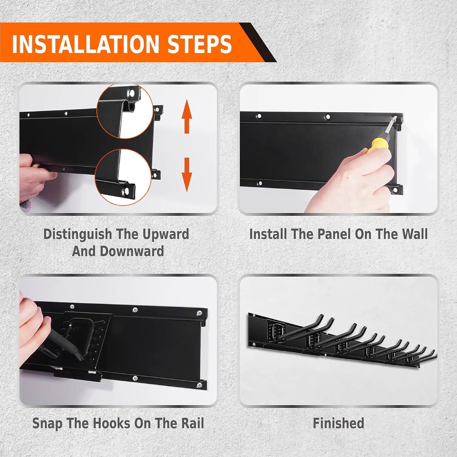 Charmount 96" Garage Storage Wall Organizer with 1200lbs, 12 Hooks Broom Holder Wall Mount, Garden Tool Organizer, Easy Installation Tool Storage to Accommodate Brooms, Hoses, Yard Tools and More by GreenHaven Gardens