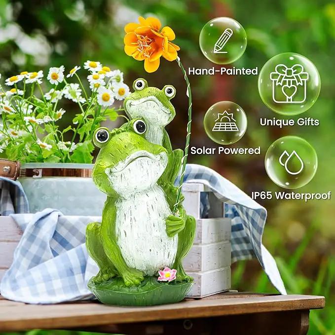 GIGALUMI Solar Garden Statues Loving Frog Garden Decor Figurine Lights for Outside, Yard Decorations Outdoor Patio Decor, Gardening Gifts for Women by GreenHaven Gardens