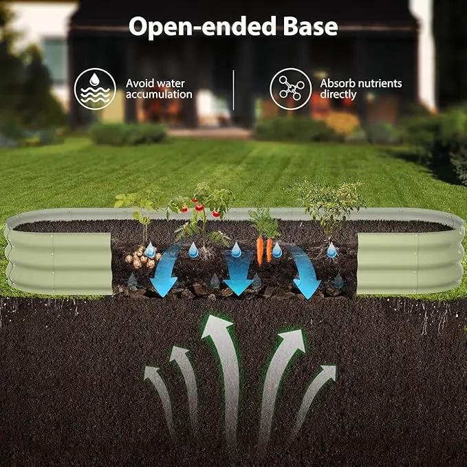 Raised Garden Bed Kit, 8x2x1 ft Galvanized Planter Box Outdoor, Oval Large Metal Raised Beds for Gardening Vegetables Flower Herb (Avocado Green) by GreenHaven Gardens