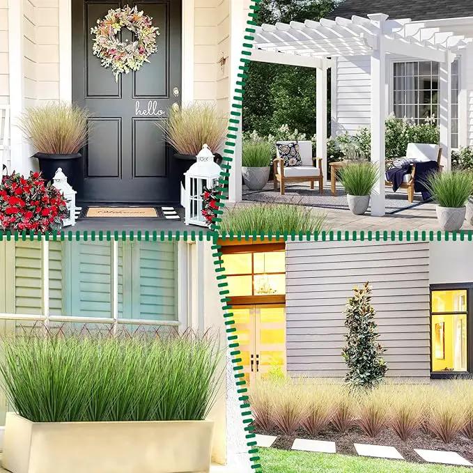 100Pcs Artificial Grass Plants, Faux Shrubs Wheat Grass, Artificial Tall Grasses Fake Plants for Outdoor Decor,Artificial Greenery Stems Weed for Room Indoor Home Decor（Light Purple） by GreenHaven Gardens
