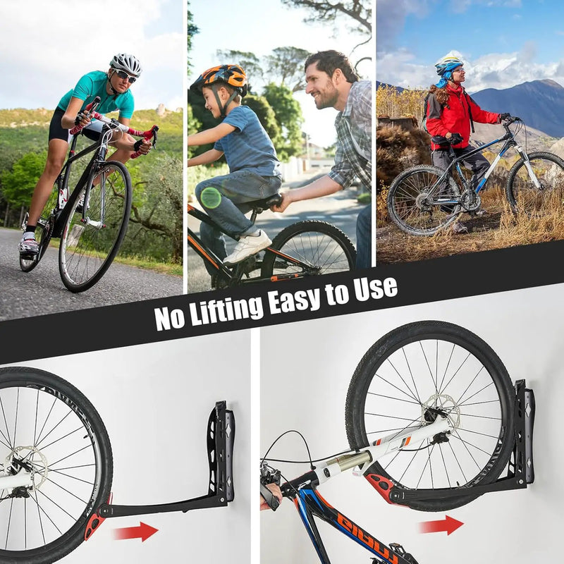 Ultrawall BIKEPAL Swivel Bike Racks - No Lift Wall-Mounted Bike Storage Solution for Home & Garage by GreenHaven Gardens