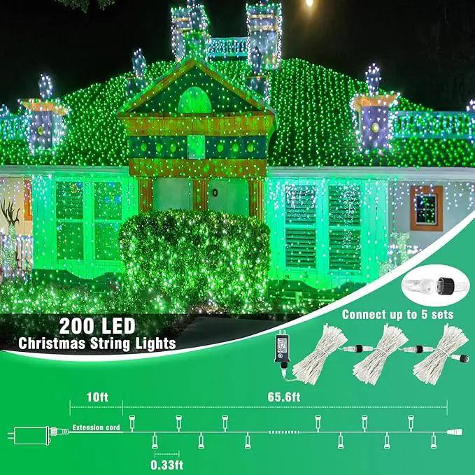 200 LED Green String Lights, 66ft Green Lights Outdoor for St Patricks Day Decorations Clear Wire 8 Modes Waterproof Plug in Twinkle Fairy Light for Indoor Christmas Tree Room Party Decor by GreenHaven Gardens