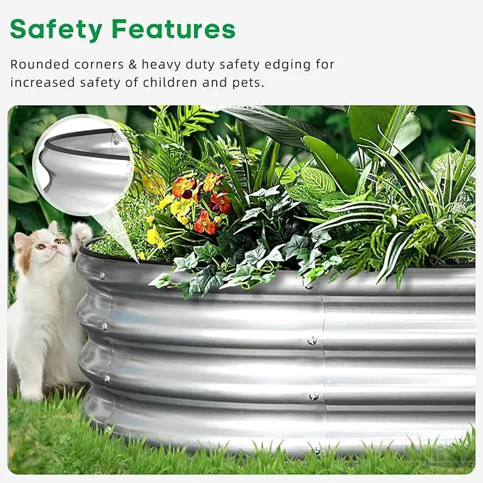 JERIA 8×4×1ft Oval Raised Garden Bed,Galvanized Raised Garden Bed Kit Outdoor Metal Gardening Planter Box for Vegetable, Fruits, Flower，Herbs by GreenHaven Gardens
