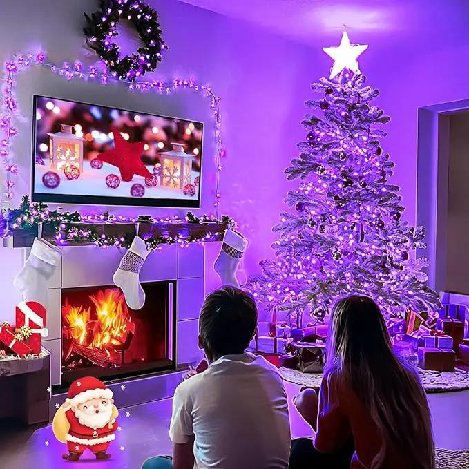 JMEXSUSS Connectable 100 LED Purple Halloween Lights Indoor, 8 Modes Plug in Purple Christmas String Lights Clear Wire, 33ft Christmas Tree Light Outdoor for Halloween Tree, Garden, Bedroom by GreenHaven Gardens