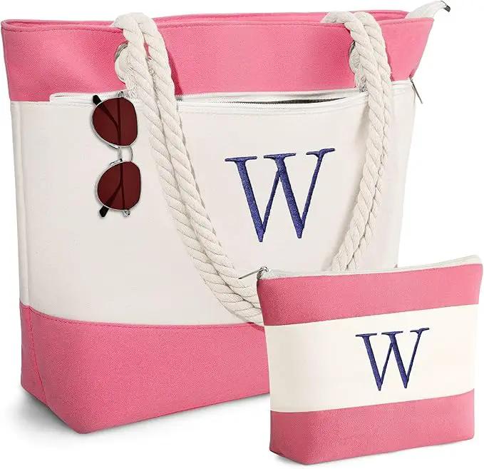 YOOLIFE Beach Bags for Women - Initial Tote Waterproof Bag with Makeup Bag, Mothers Day Gifts for Women Mom Friend Birthday by GreenHaven Gardens