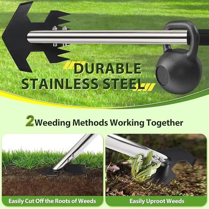 Hoe Garden Tool, Scuffle Garden Hoe for Weeding with 30-60 Inch Steel Long Handle, Dual Use Sharp Gardening Hula Hoe, Adjustable Rocket Shaped Weed Remover Action Hoe by GreenHaven Gardens