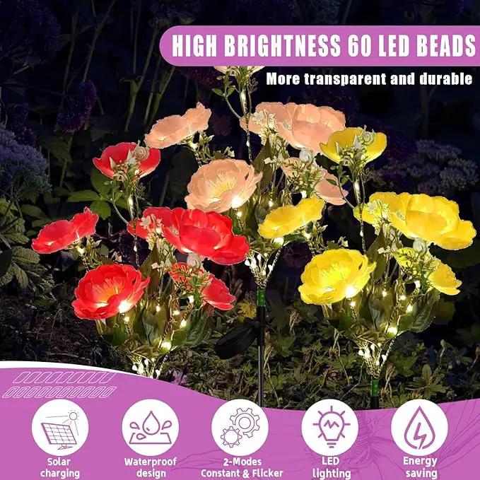 3Pack Outdoor Solar Garden Decor Lights, Waterproof Solar Powered Hydrangea Lotus Flower Lights Bright Up to 12 Hrs,Led Flowers for Yard Patio Lawn Decorative (Solar Flowers Style 1) by GreenHaven Gardens