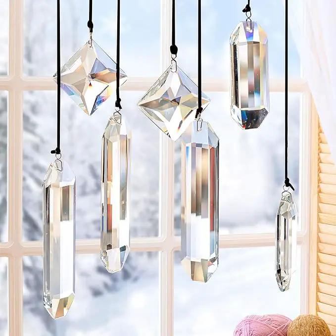 HDCRYSTALGIFTS Modern Grief Gift,Set 7 Clear Crystal Prisms Suncatchers Hanging Ornament,Rainbow Maker Sun Catchers for Windows, Balcony, Kitchen, Garden Decoration by GreenHaven Gardens