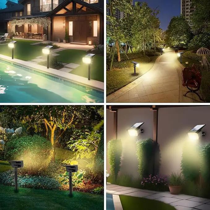 Solar Spot Lights Outdoor Waterproof IP65, 2 Pack Landscape Spotlights with 46 LEDs, 3 Modes Auto On/Off Solar Powered Flood Lights for Outside Pathway, Yard, Garden, Walkway (Warm White) by GreenHaven Gardens
