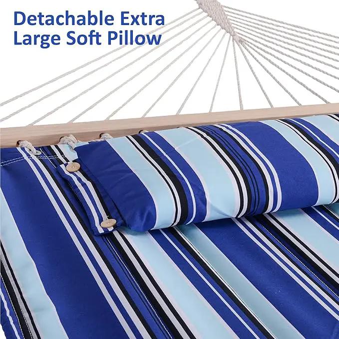 SUNCREAT Two Person Hammock with Stand Heavy Duty, Free Standing Hammocks Outdoors for 2 Person, Max 475lbs Capacity, Blue Stripes by GreenHaven Gardens