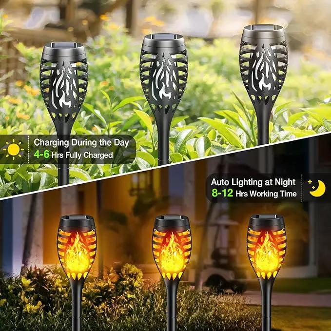 Solar Outdoor Lights, 10 Pack Solar Torch with Flickering Flame Waterproof, Solar Powered Garden Light, LED Flame Pathway Torches Lights for Yard, Patio, Outside Landscape Décor by GreenHaven Gardens