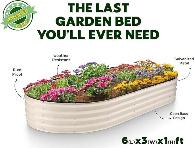 Galvanized Raised Garden Beds Outdoor // 6×3×1 ft Planter Raised Beds for Gardening, Vegetables, Flowers // Large Metal Garden Box // Patented Tool-Free Design (White) by GreenHaven Gardens