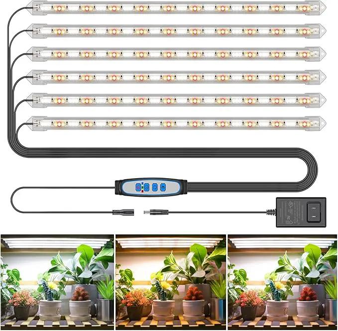 LED Plant Grow Light Strip, 36W 360 LEDs Grow Lights for Indoor Plants Full Spectrum with 6/12/16H Timer, 660nm/3000K/6000K Sunlike Grow Lamp for Seeds Starting Hydroponics Succulents by GreenHaven Gardens